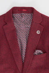 Costume trois pièces en tweed bordeaux à chevrons pour homme - STZ11
