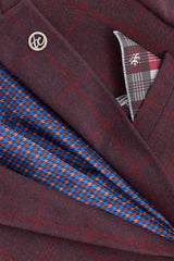 Costume trois pièces pour homme en tweed de laine à carreaux prune, style Gatsby des années 1920