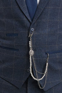 Costume trois pièces pour homme en tweed de laine à carreaux bleu marine et marron, style Gatsby des années 1920