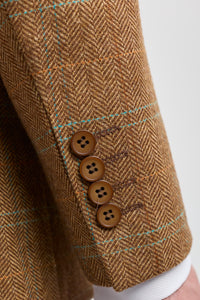 Costume trois pièces pour homme en tweed de laine à chevrons, beige, marron et bleu, style Gatsby des années 1920