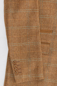 Costume trois pièces pour homme en tweed de laine à chevrons, beige, marron et bleu, style Gatsby des années 1920