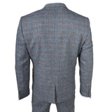 Costume trois pièces pour homme en tweed de laine à carreaux bleu clair et gris