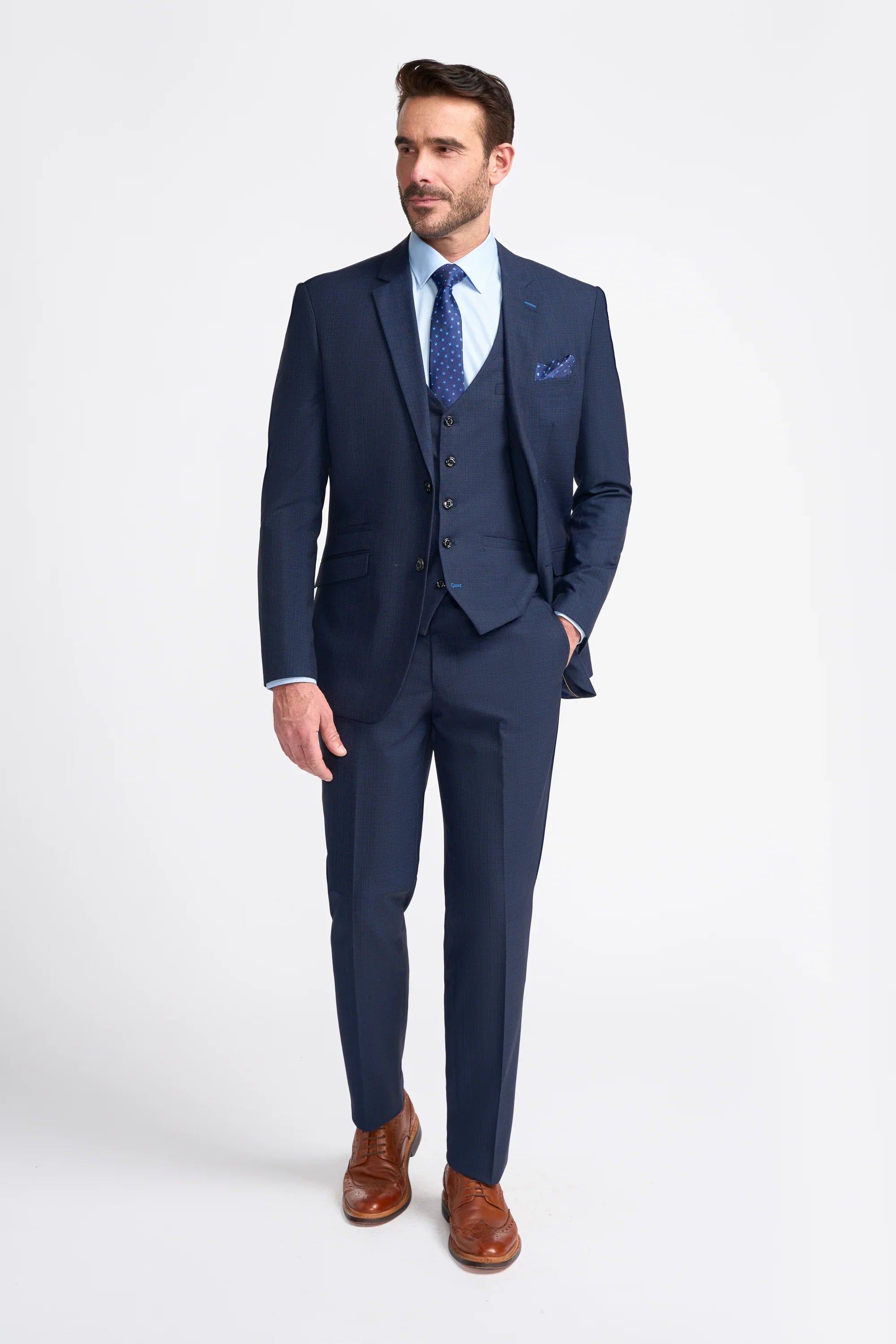 Costume bleu marine pour homme, coupe ajustée