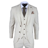 TP-21 Men's Beige 3-Piece Linen Summer Wedding Suit