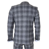 Costume trois pièces pour homme en tweed gris à carreaux