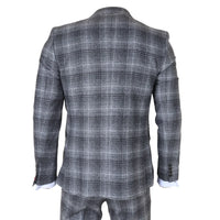 Costume trois pièces pour homme en tweed gris à carreaux