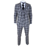 Costume trois pièces pour homme en tweed gris à carreaux