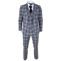 Costume trois pièces pour homme en tweed gris à carreaux