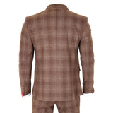 Costume trois pièces pour homme en tweed à carreaux marron
