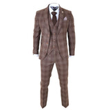 Costume trois pièces pour homme en tweed à carreaux marron