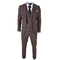 TP-50 - Costume trois pièces marron à carreaux Prince de Galles pour homme