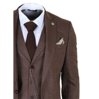 TP-50 - Costume trois pièces marron à carreaux Prince de Galles pour homme