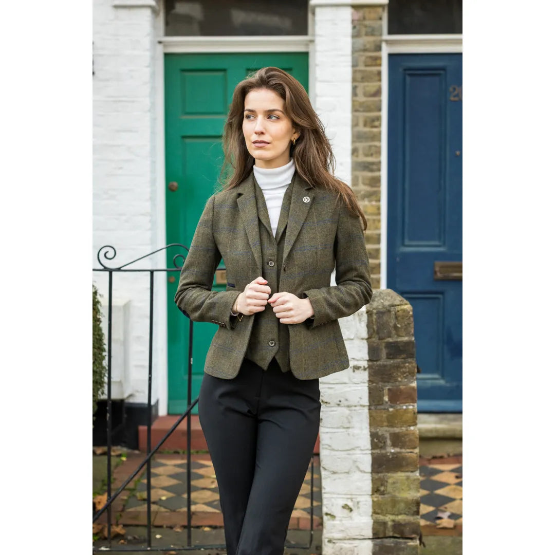 TPSTZ71 - Blazer en tweed vert olive pour femme