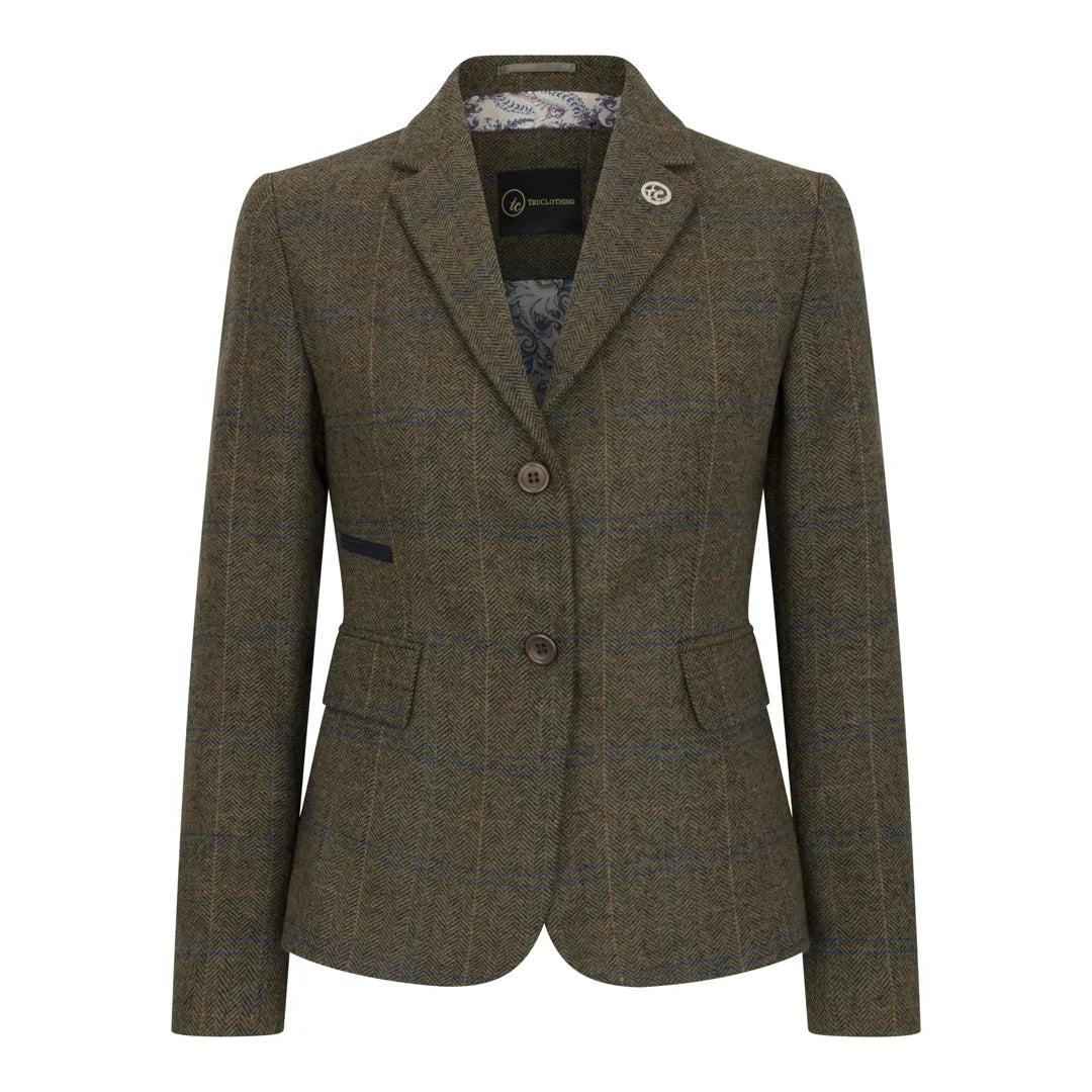 TPSTZ71 - Blazer en tweed vert olive pour femme