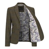 TPSTZ71 - Blazer en tweed vert olive pour femme