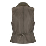 TPSTZ71 - Gilet en tweed vert olive pour femme