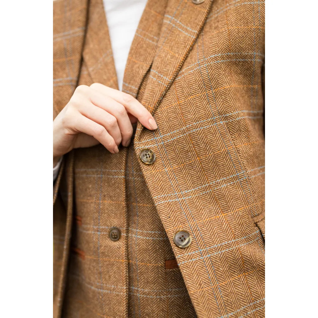 TPSTZ73 - Blazer en tweed marron chêne pour femme