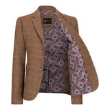TPSTZ73 - Blazer en tweed marron chêne pour femme