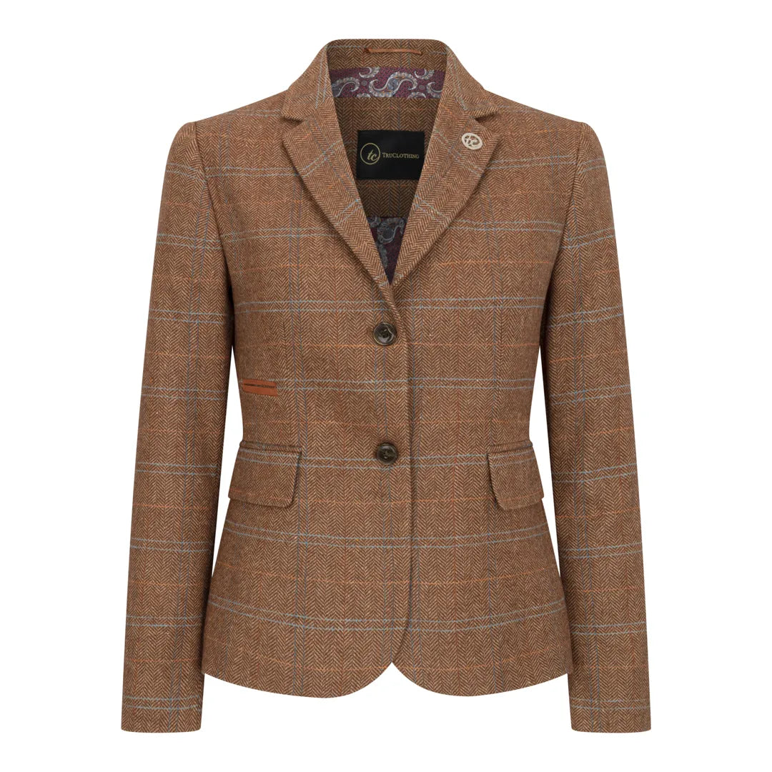 TPSTZ73 - Blazer en tweed marron chêne pour femme