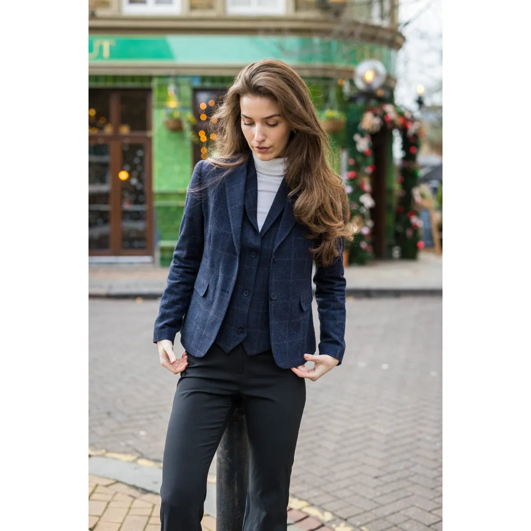 TPSTZ72 - Gilet blazer en tweed bleu marine pour femme