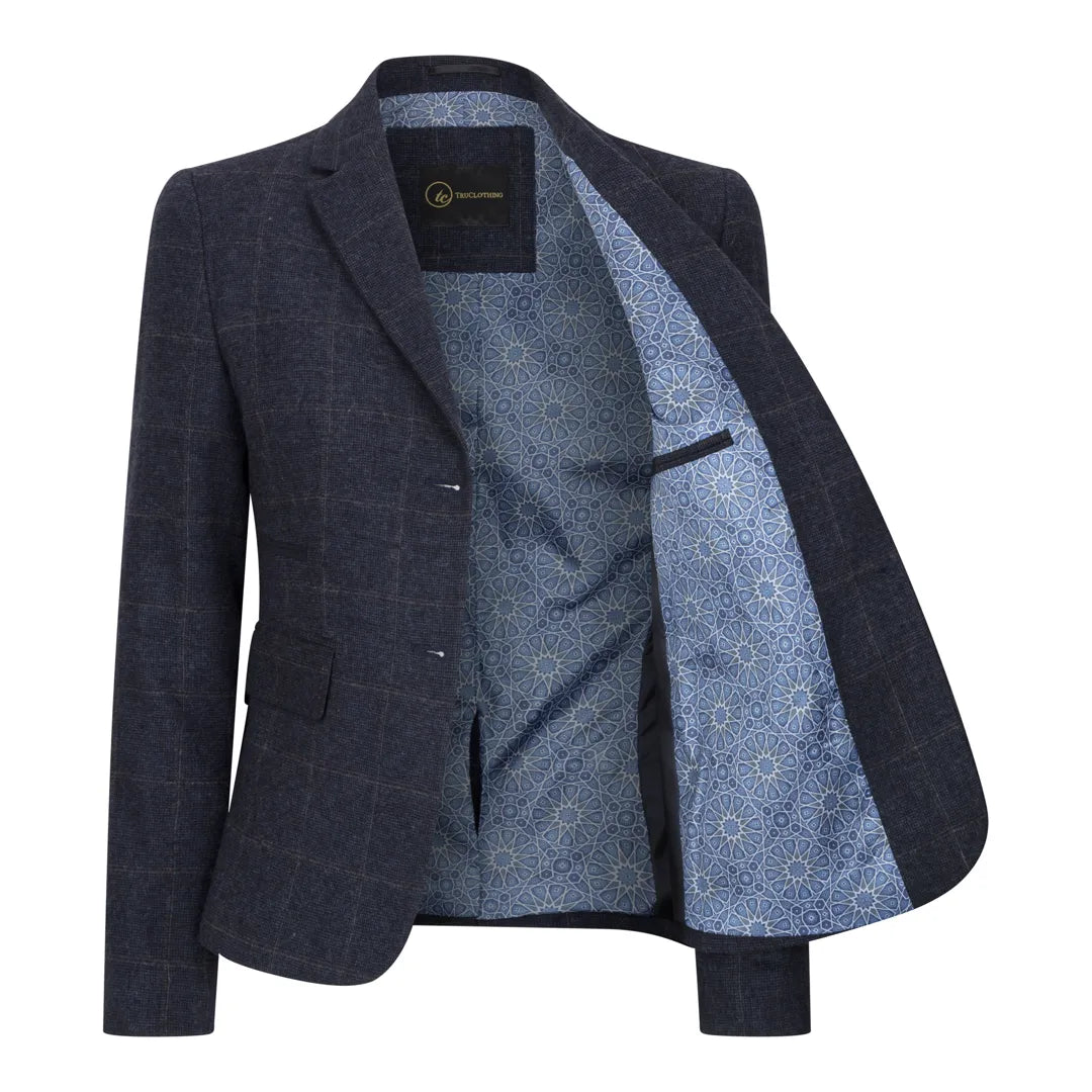 TPSTZ72 - Blazer en tweed bleu marine pour femme