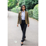TPW-20 - Blazer en tweed pied-de-poule marron mélangé laine pour femme