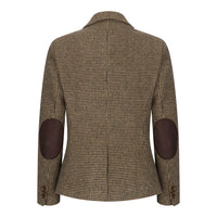 TPW-20 - Blazer en tweed pied-de-poule marron mélangé laine pour femme