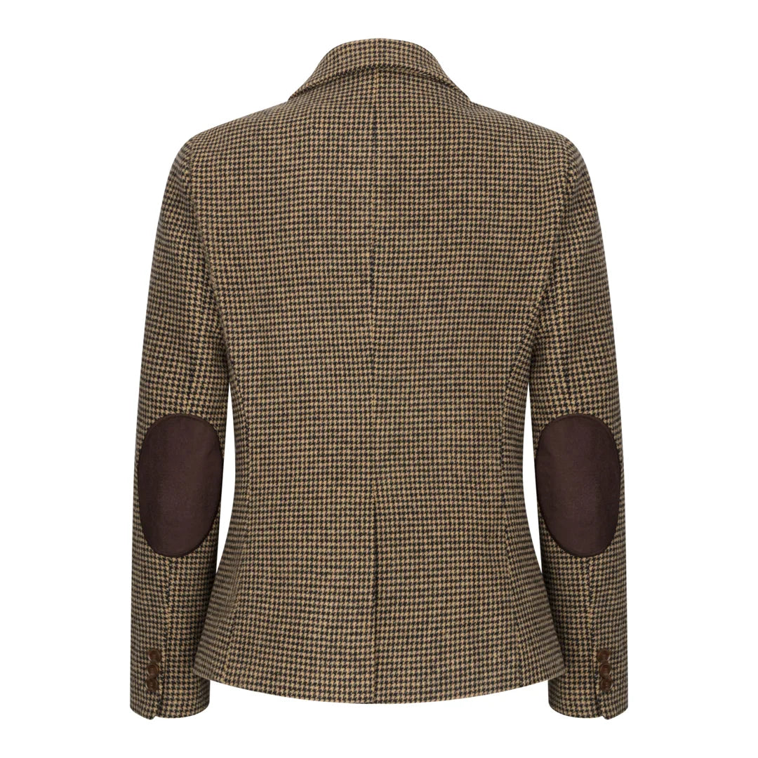 TPW-20 - Blazer en tweed pied-de-poule marron mélangé laine pour femme
