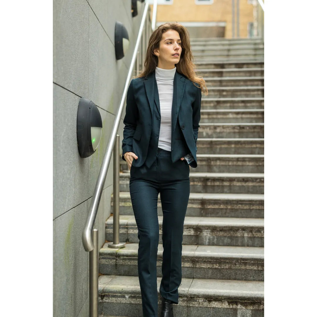 TPW53 - Ensemble trois pièces vert à carreaux Prince de Galles pour femme