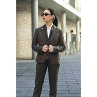TPW-AK-06 - Ensemble trois pièces en tweed à chevrons marron pour femme