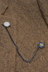 Thomas - Costume trois pièces pour homme en tweed de laine mélangée marron