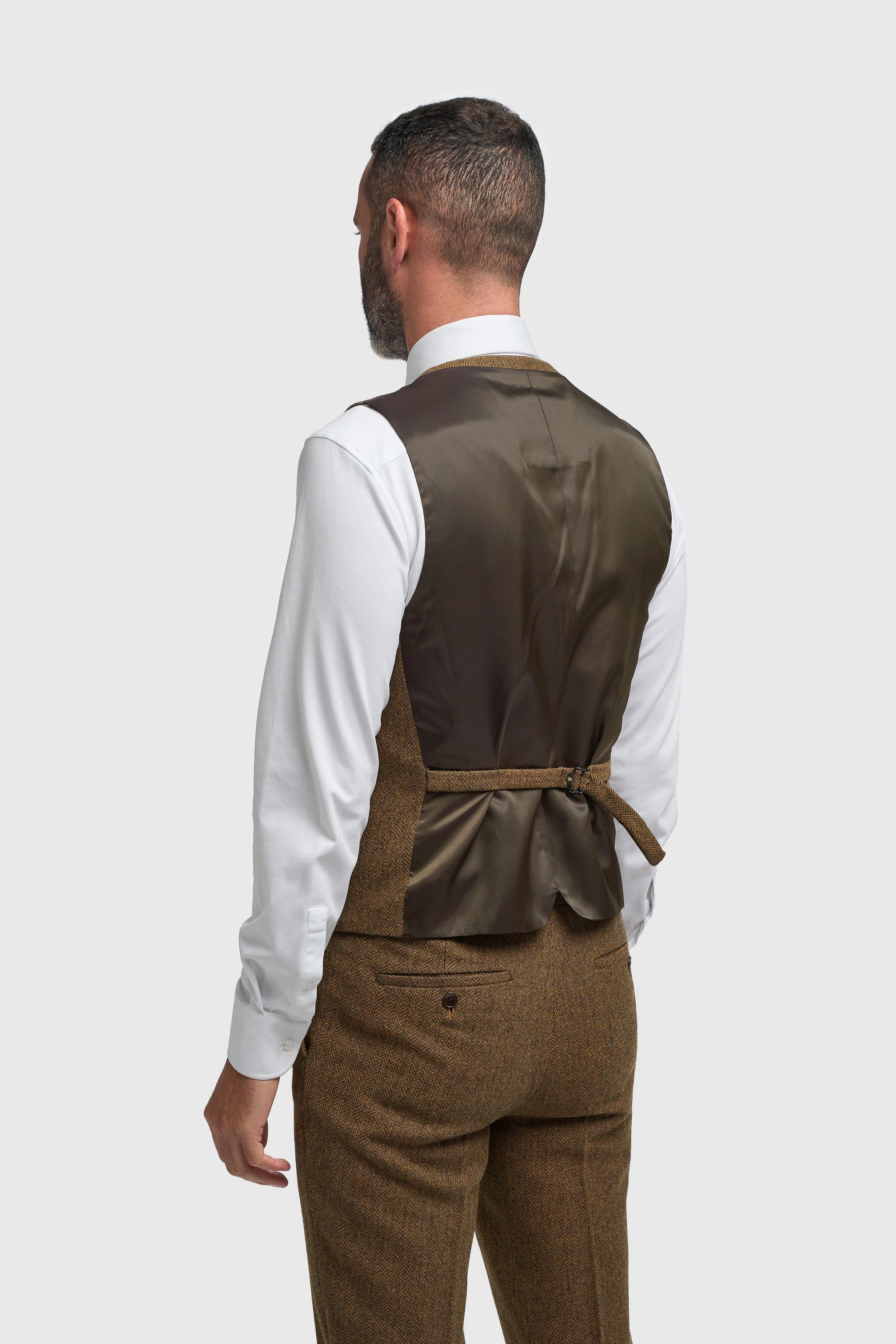 Thomas - Costume trois pièces pour homme en tweed de laine mélangée marron