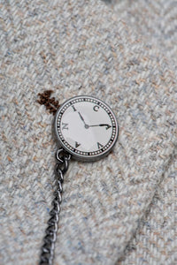 Thomas - Costume trois pièces en tweed gris mélangé laine pour homme