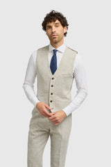 Thomas - Costume trois pièces en tweed gris mélangé laine pour homme
