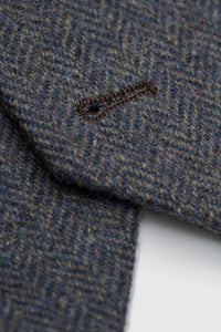 Thomas - Costume trois pièces en tweed de laine mélangée bleu marine pour homme