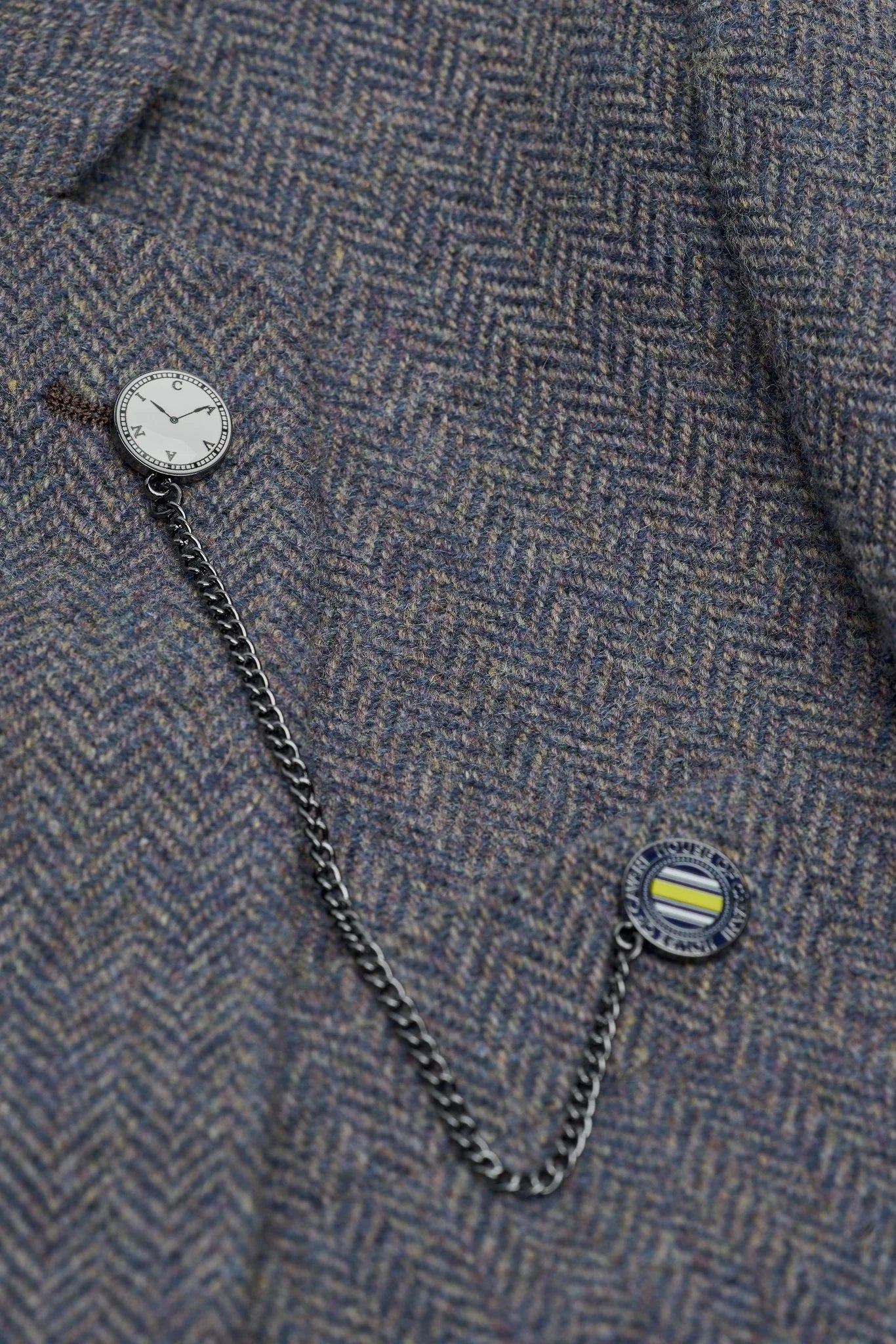 Thomas - Costume trois pièces en tweed de laine mélangée bleu marine pour homme