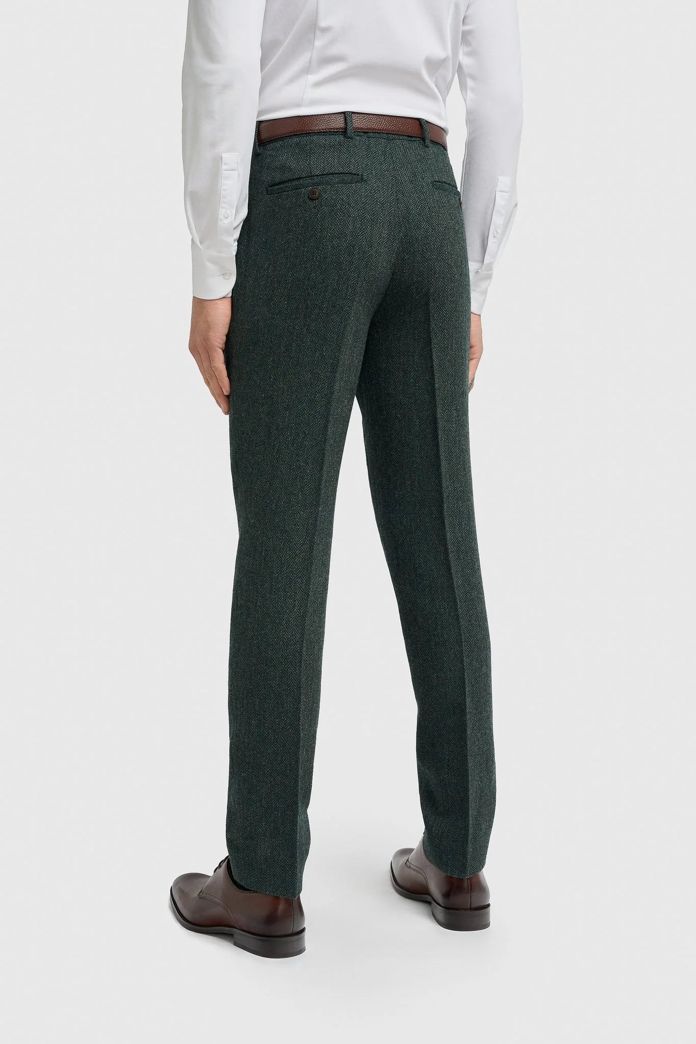 Thomas - Costume 3 pièces en tweed de laine mélangée vert olive