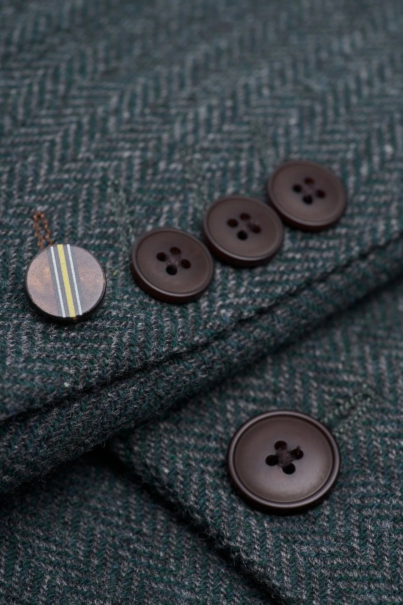 Thomas - Costume 3 pièces en tweed de laine mélangée vert olive