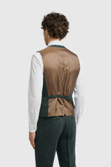 Thomas - Costume 3 pièces en tweed de laine mélangée vert olive