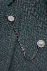 Thomas - Costume 3 pièces en tweed de laine mélangée vert olive