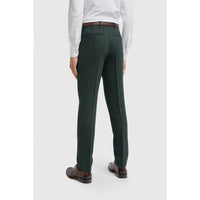 Pantalon Thomas pour homme en tweed à chevrons mélangé laine olive