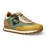 Baskets Aglae 02 pour homme, en cuir vert et beige.