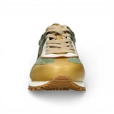 Baskets Aglae 02 pour homme, en cuir vert et beige.