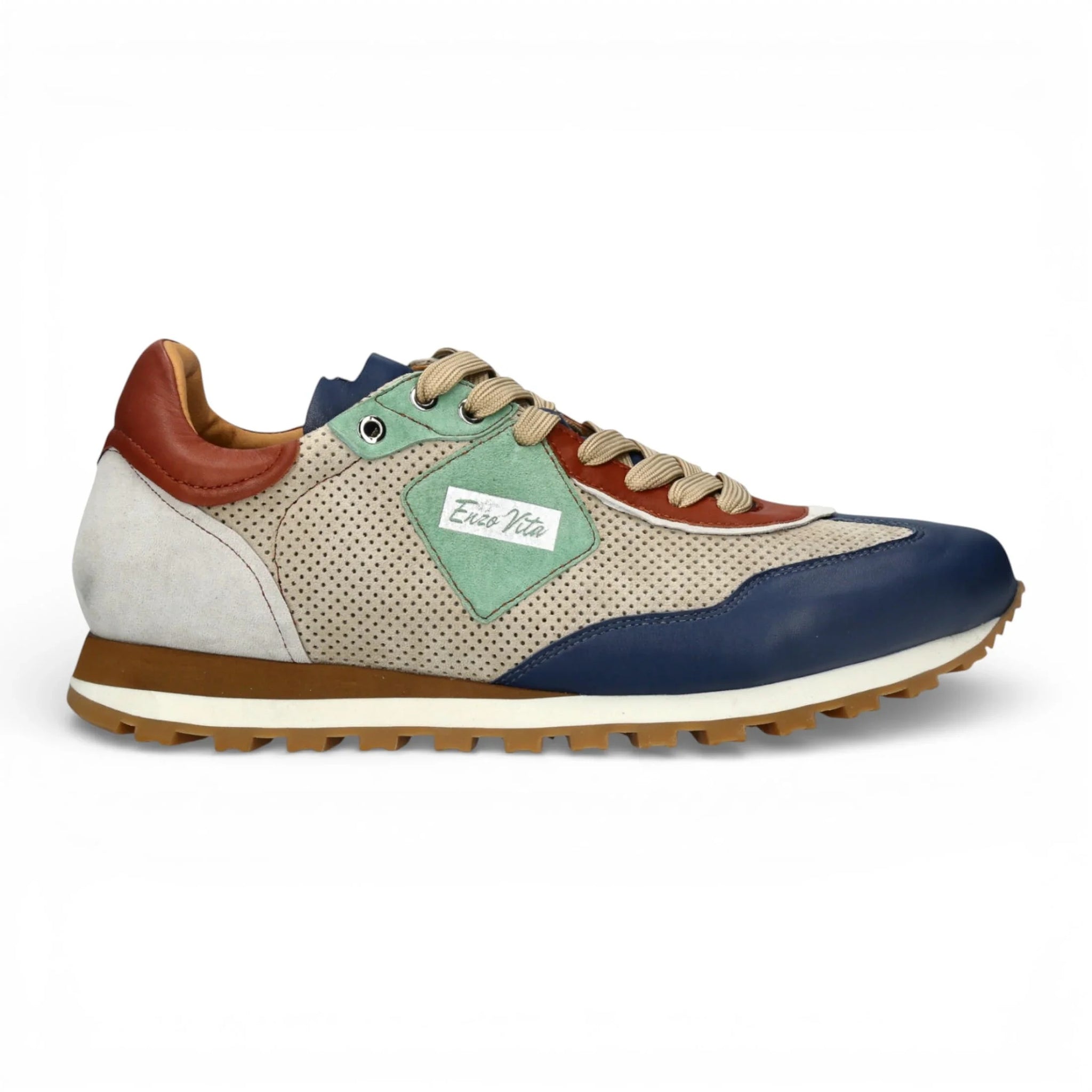 Baskets Aglae 02 pour homme, en cuir gris-bleu.