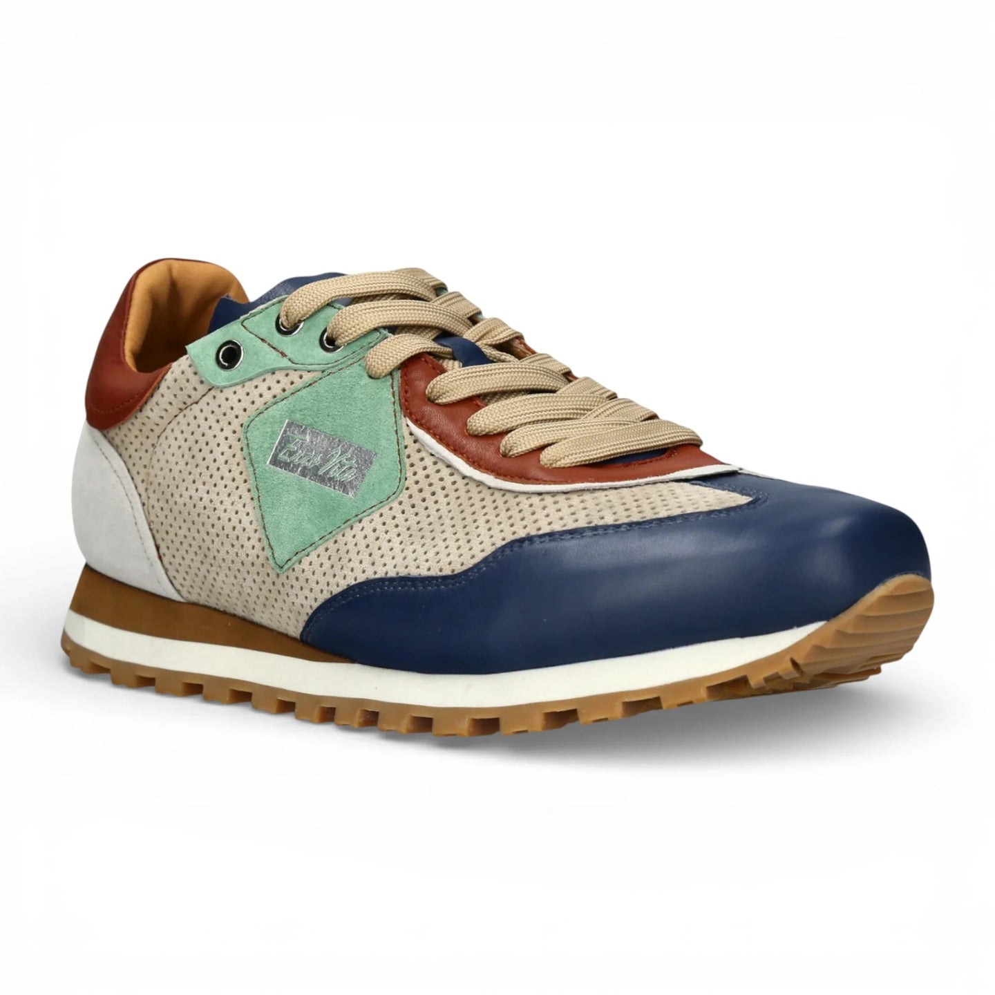 Baskets Aglae 02 pour homme, en cuir gris-bleu.