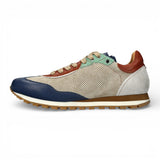 Baskets Aglae 02 pour homme, en cuir gris-bleu.