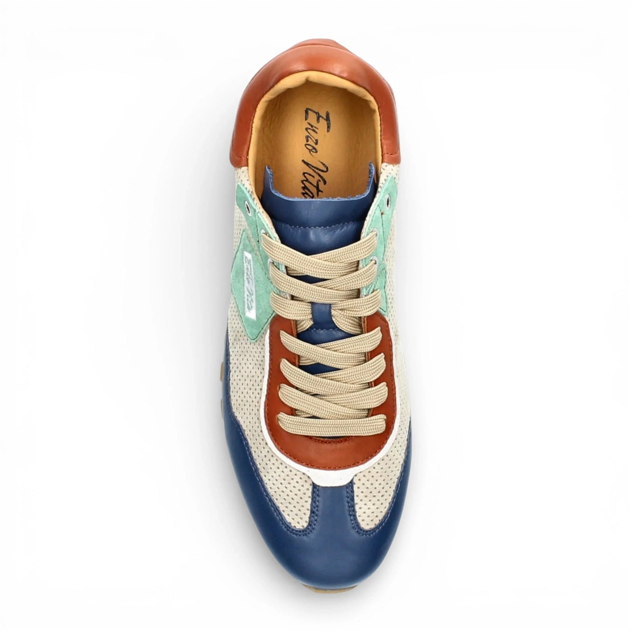 Baskets Aglae 02 pour homme, en cuir gris-bleu.