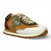 Baskets Aglae 02 pour homme, en cuir blanc et beige.