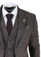 Men's Brown Tweed 3 Piece Suit