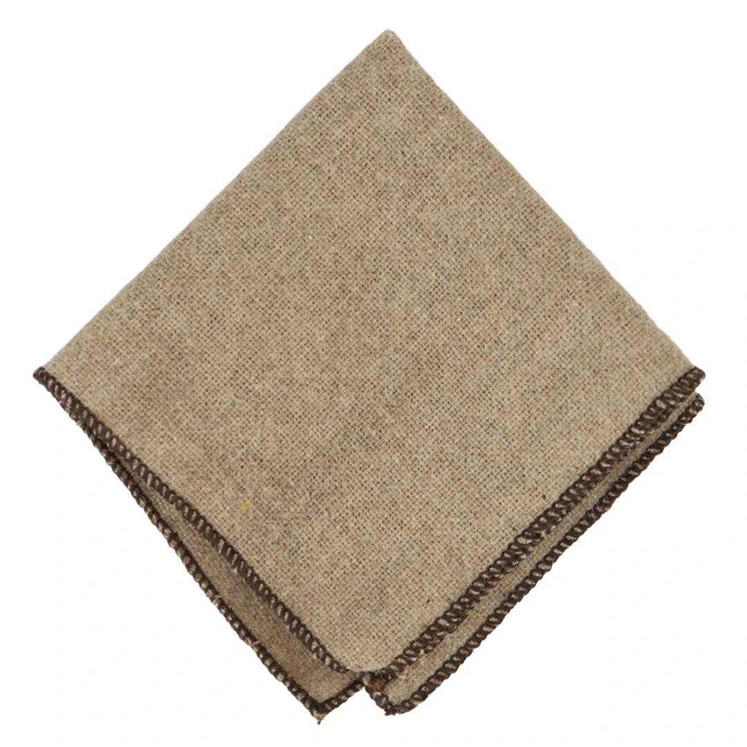Camel Beige Oak Tweed Tie Hankie Handkerchief 2"